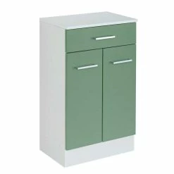 2-türiger Schrank Fürs Bad In Grün & Weiß - Loenixa