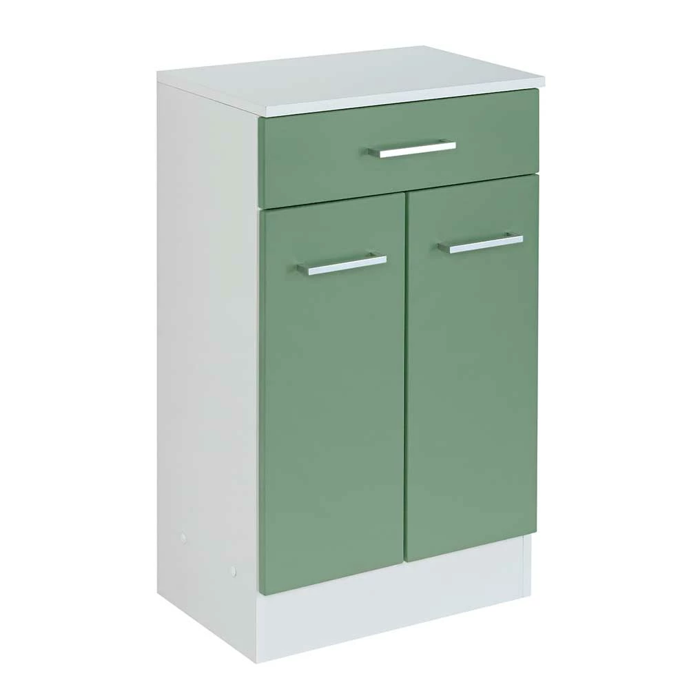 2-türiger Schrank Fürs Bad In Grün & Weiß - Loenixa