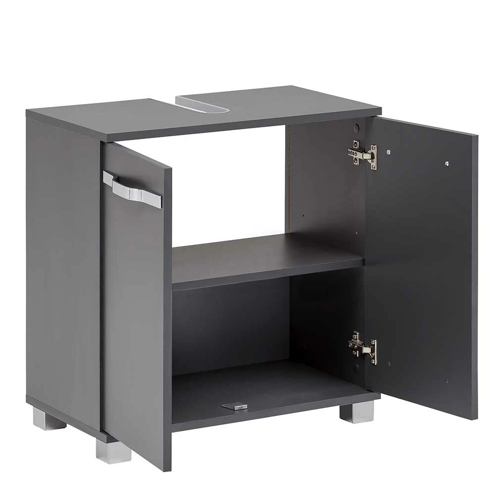 2-türiger Waschbecken-Unterschrank In Anthrazit - Ostiena – Bild 4