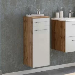 30x79x35 Unterschrank Fürs Bad In Weiß & Wildeiche - Yazemina