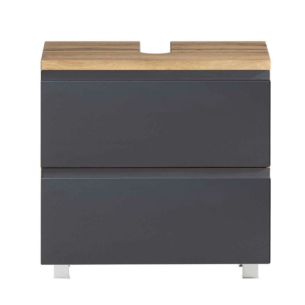 60cm Unterbeckenschrank In Grau & Wildeiche - Jambi – Bild 3