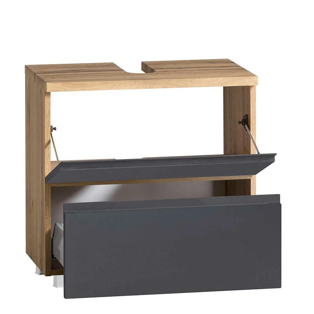 60cm Unterbeckenschrank In Grau & Wildeiche - Jambi – Bild 4