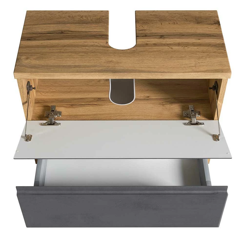 60cm Unterbeckenschrank In Grau & Wildeiche - Jambi – Bild 5