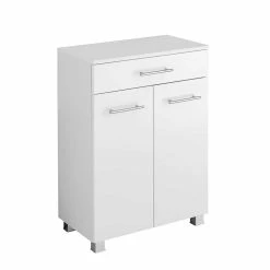 60x84x35 Bad Vertiko In Hochglanz Weiß - Vohdan