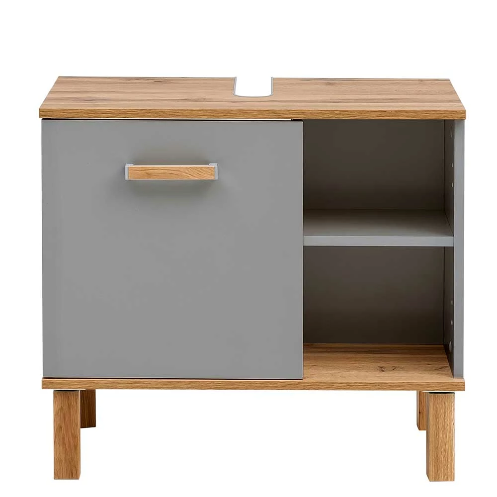 65cm Breiter Waschbeckenunterschrank In Platingrau - Nienzo – Bild 3