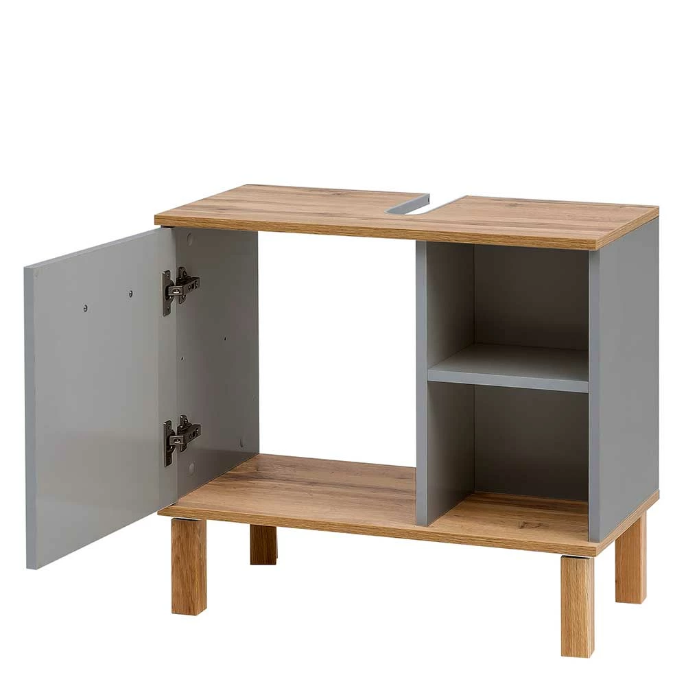 65cm Breiter Waschbeckenunterschrank In Platingrau - Nienzo – Bild 4