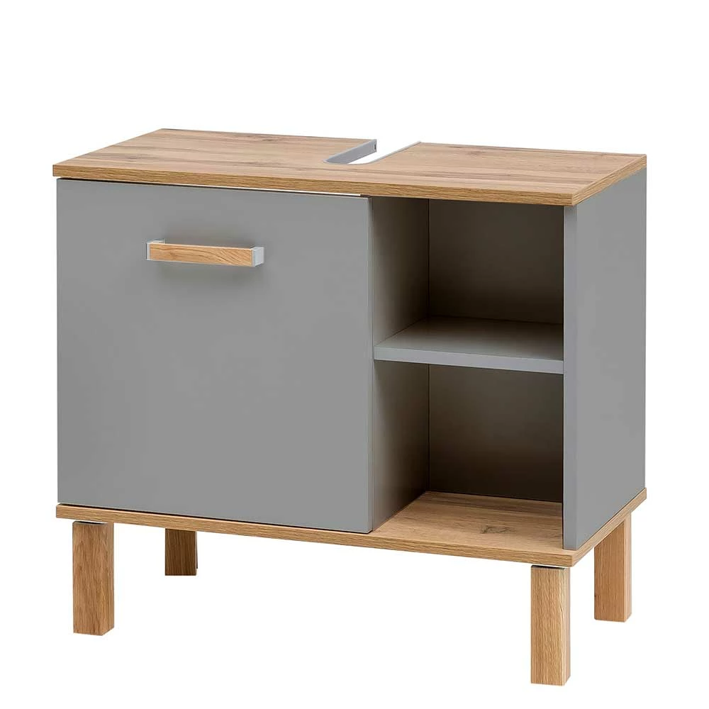 65cm Breiter Waschbeckenunterschrank In Platingrau - Nienzo – Bild 2