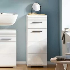 79 Cm Hoher Bad Unterschrank In Weiß Hochglanz - Whale