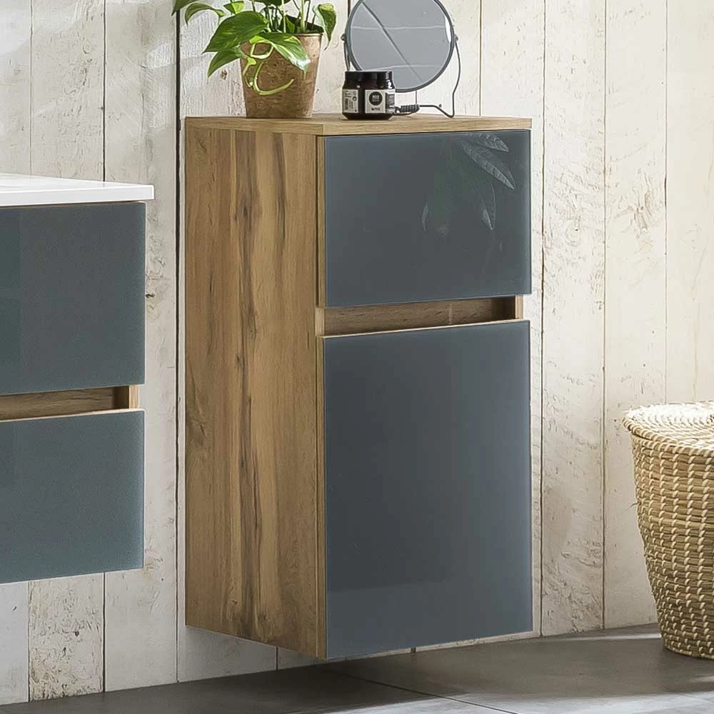 Bad Unterschrank In Grau Glas & Wildeiche - Anviletca