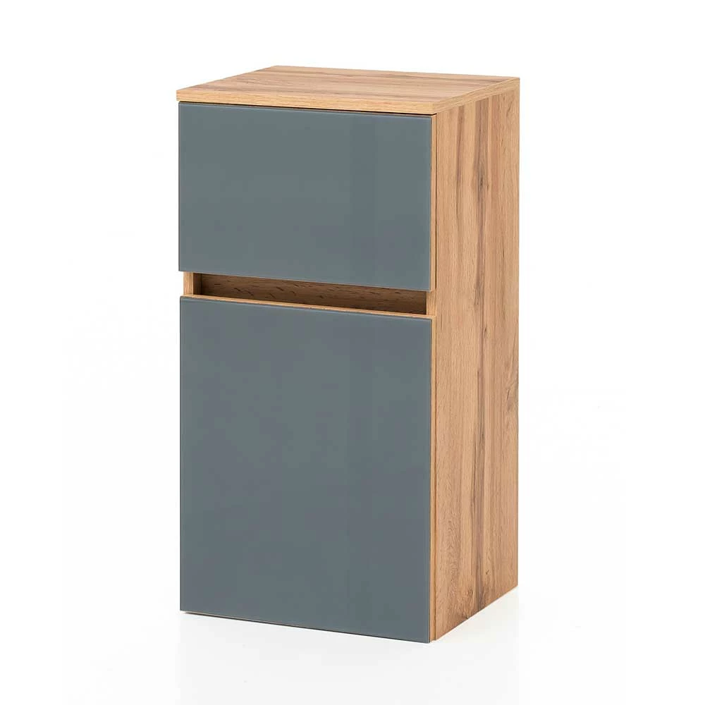 Bad Unterschrank In Grau Glas & Wildeiche - Anviletca – Bild 2