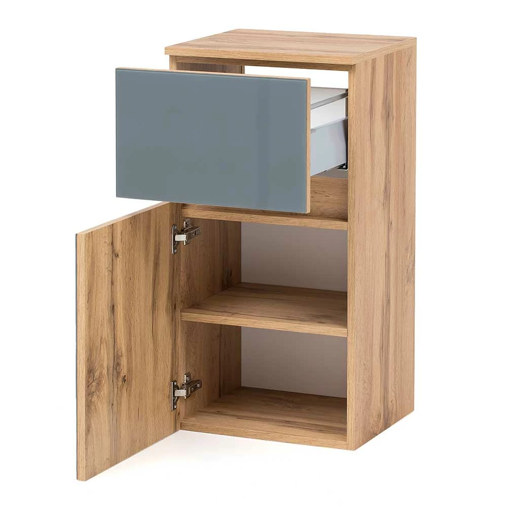 Bad Unterschrank In Grau Glas & Wildeiche - Anviletca – Bild 5