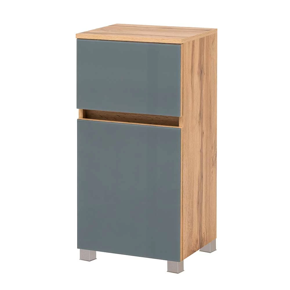 Bad Unterschrank In Grau Glas & Wildeiche - Anviletca – Bild 3