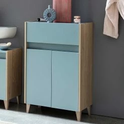 Bad Unterschrank In Hellblau & Eiche Hell - Settas