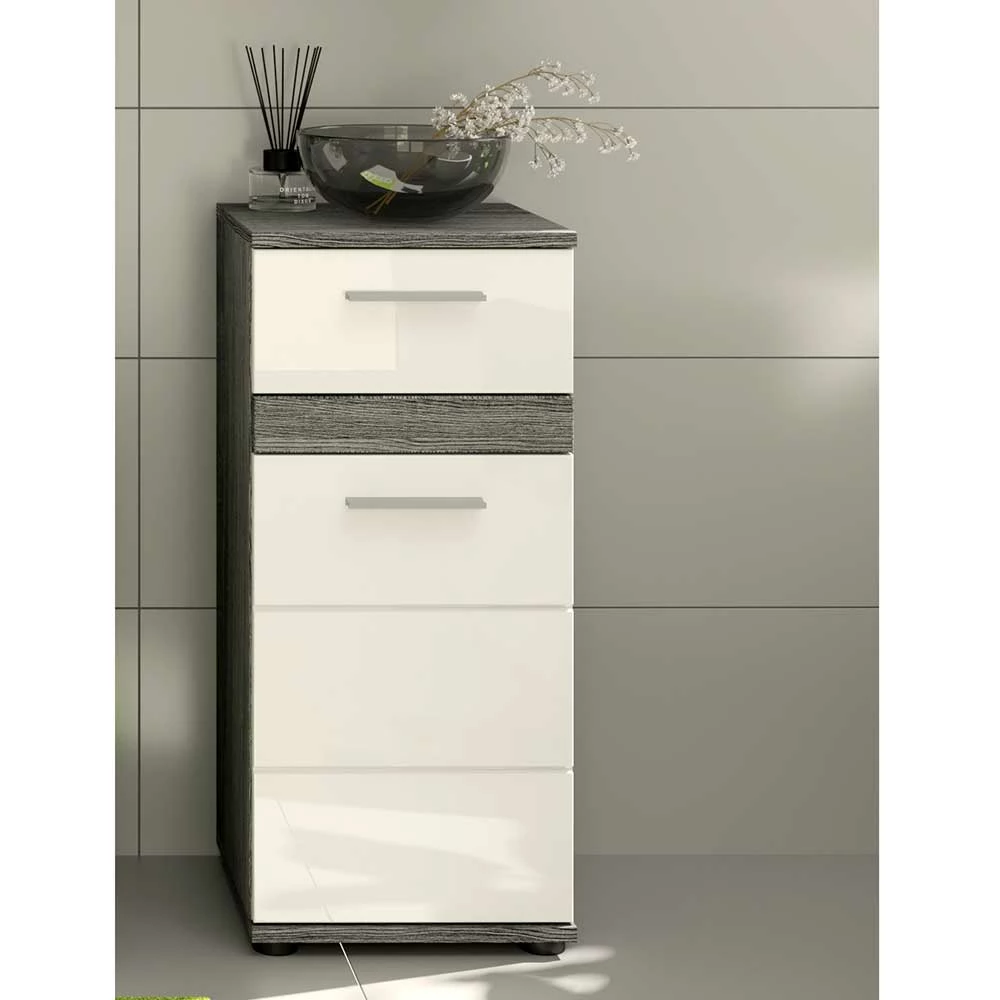 Bad Unterschrank In Weiß Hochglanz & Grau - Chapan