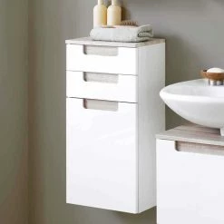 Badezimmer Seitenschrank Tymos In Weiß Hochglanz
