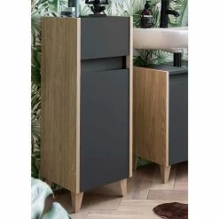Badezimmer Unterschrank In Anthrazit & Eiche Hell - Story