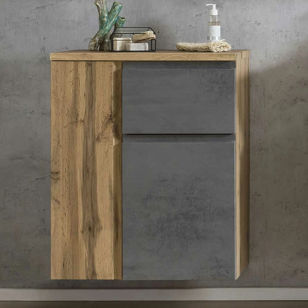 Badezimmer Unterschrank Mit Beton & Wildeiche Dekor - Mia