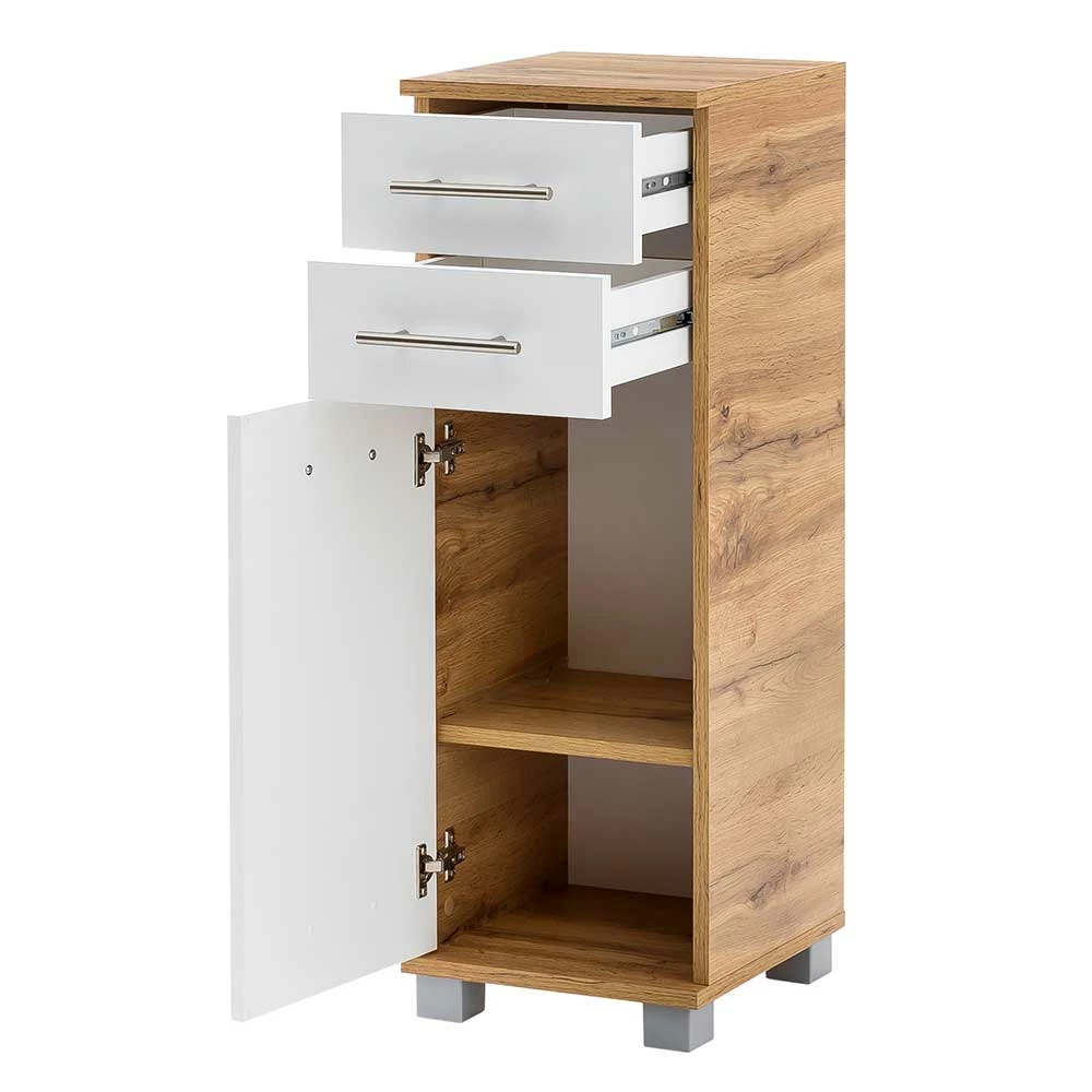 Badschrank Mit Tür & Zwei Schubladen - Kristiv – Bild 3