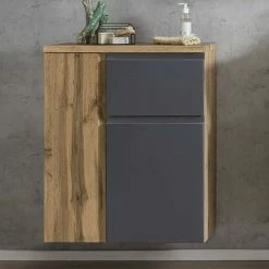 Badunterschrank In Mattem Grau & Wildeiche - Jambi