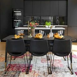Design Retro Essgruppe In Schwarz - Orgevia (siebenteilig)
