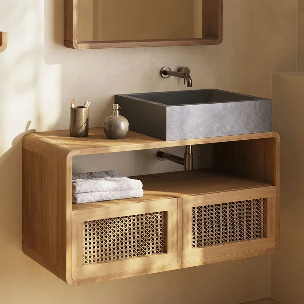 Echtholz Waschtisch Aus Teak Mit Wiener Geflecht - Tiranny