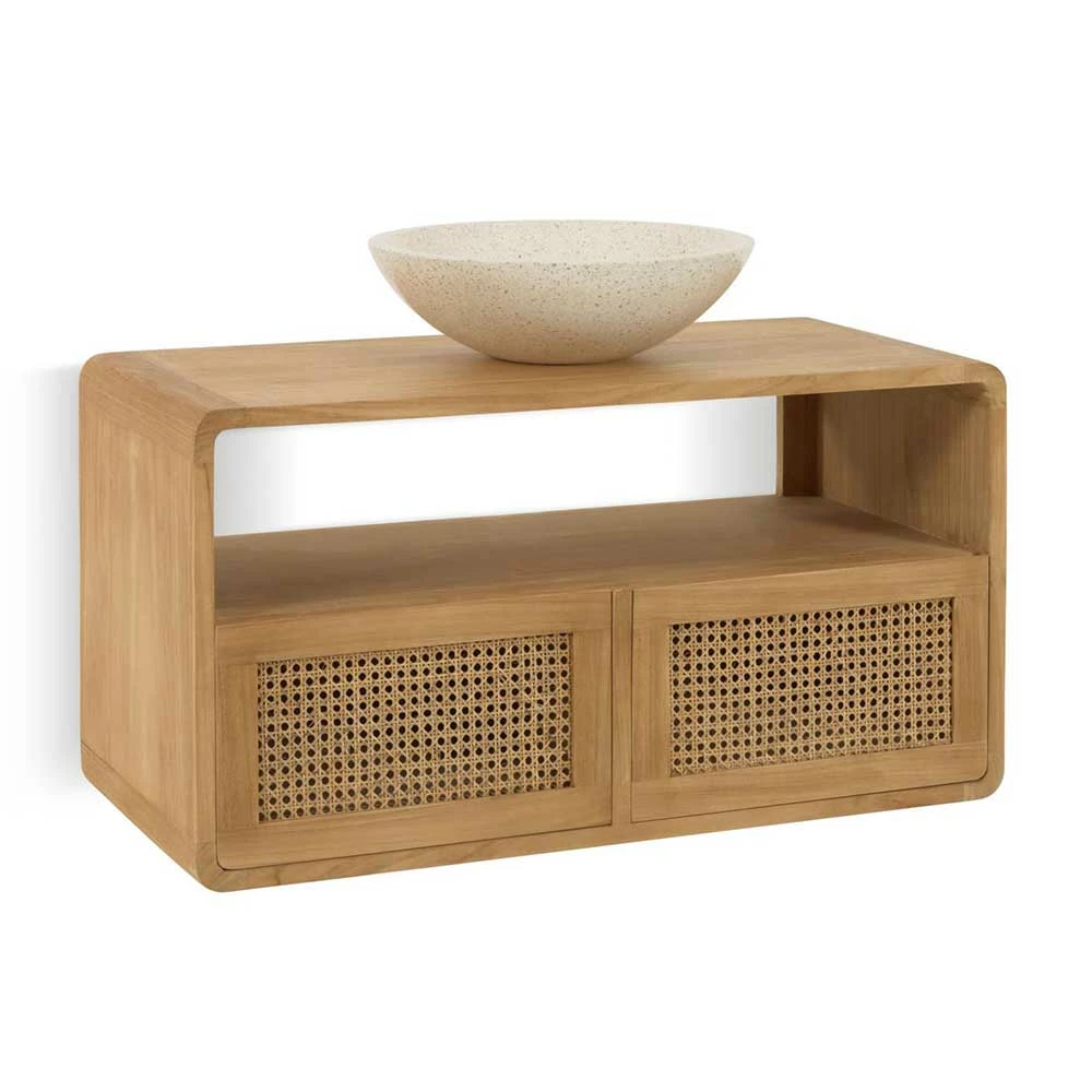 Echtholz Waschtisch Aus Teak Mit Wiener Geflecht - Tiranny – Bild 5