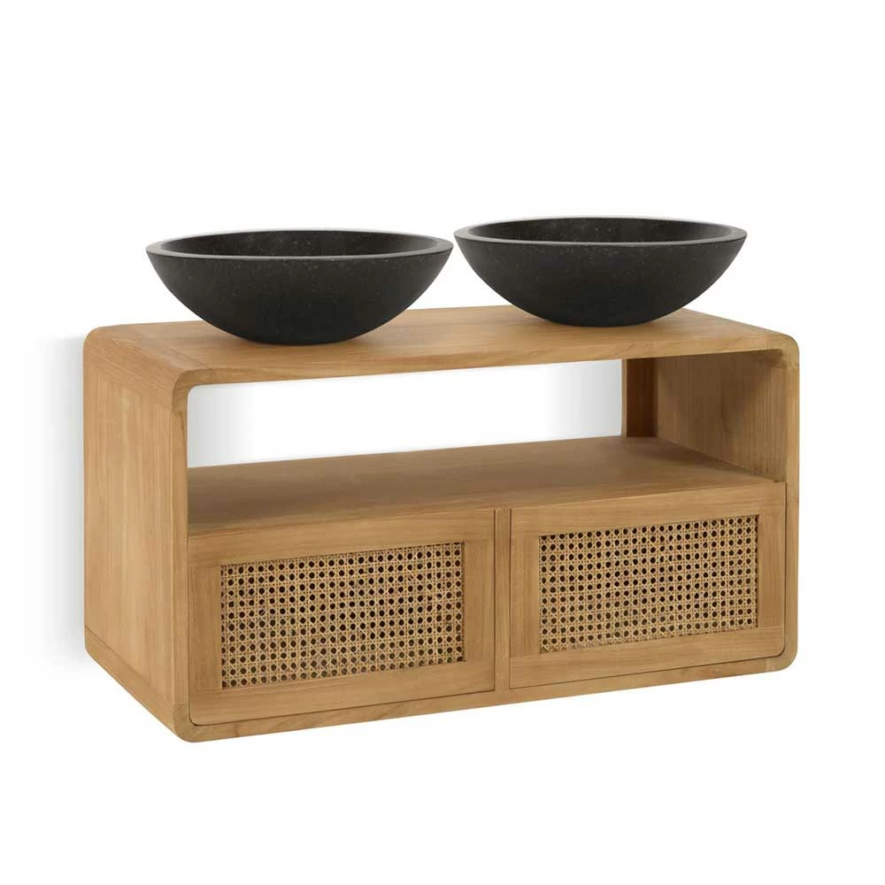 Echtholz Waschtisch Aus Teak Mit Wiener Geflecht - Tiranny – Bild 6