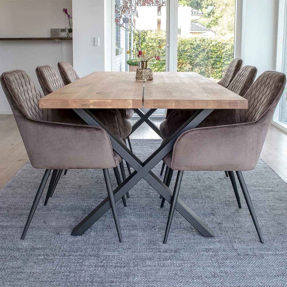 Edle Tischgruppe Mit Samtsesseln - Dalma (siebenteilig) – Bild 2