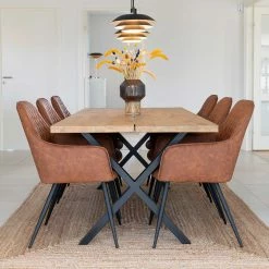 Esstisch & Kunstleder Armlehnstühle - Jimma (siebenteilig)