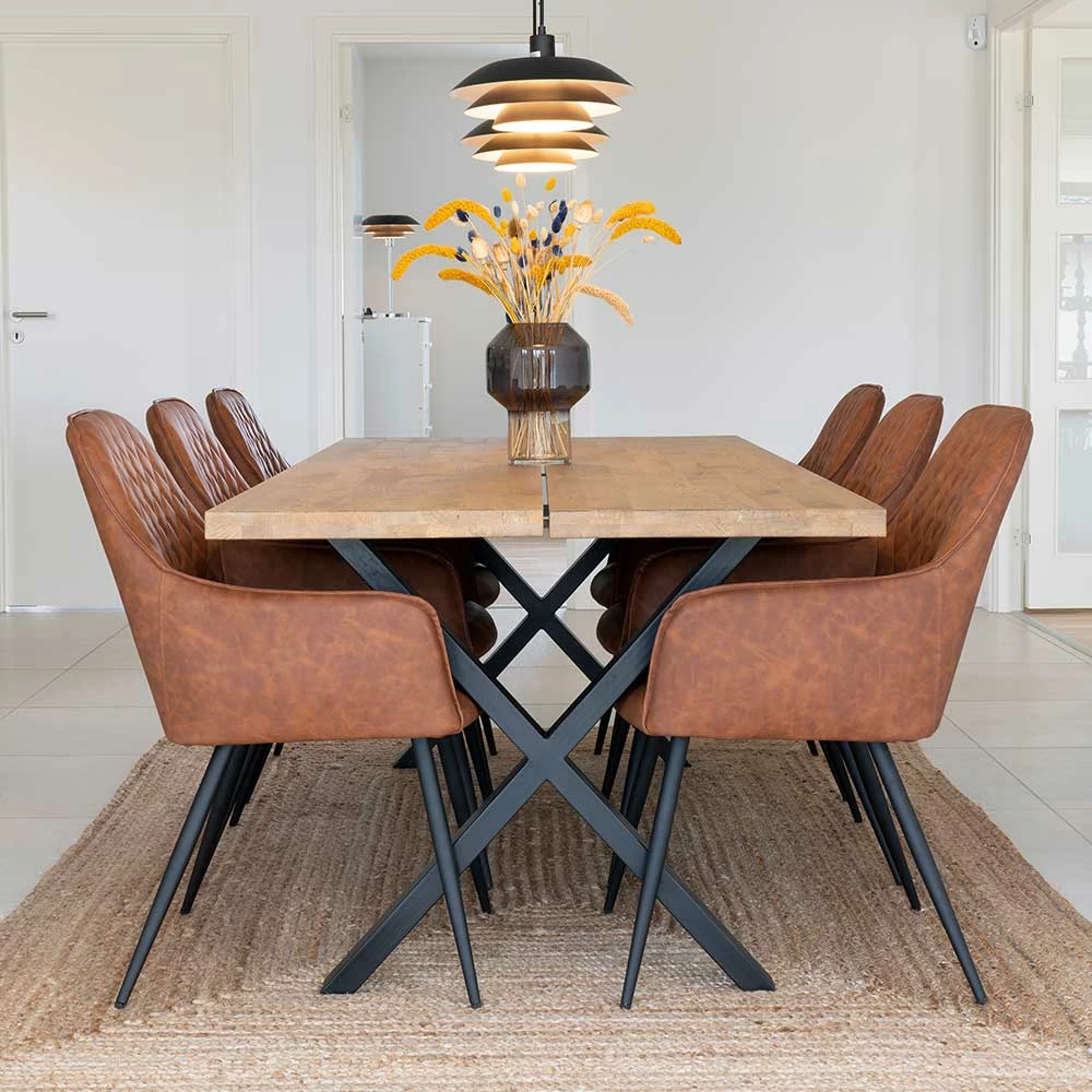 Esstisch & Kunstleder Armlehnstühle - Jimma (siebenteilig)