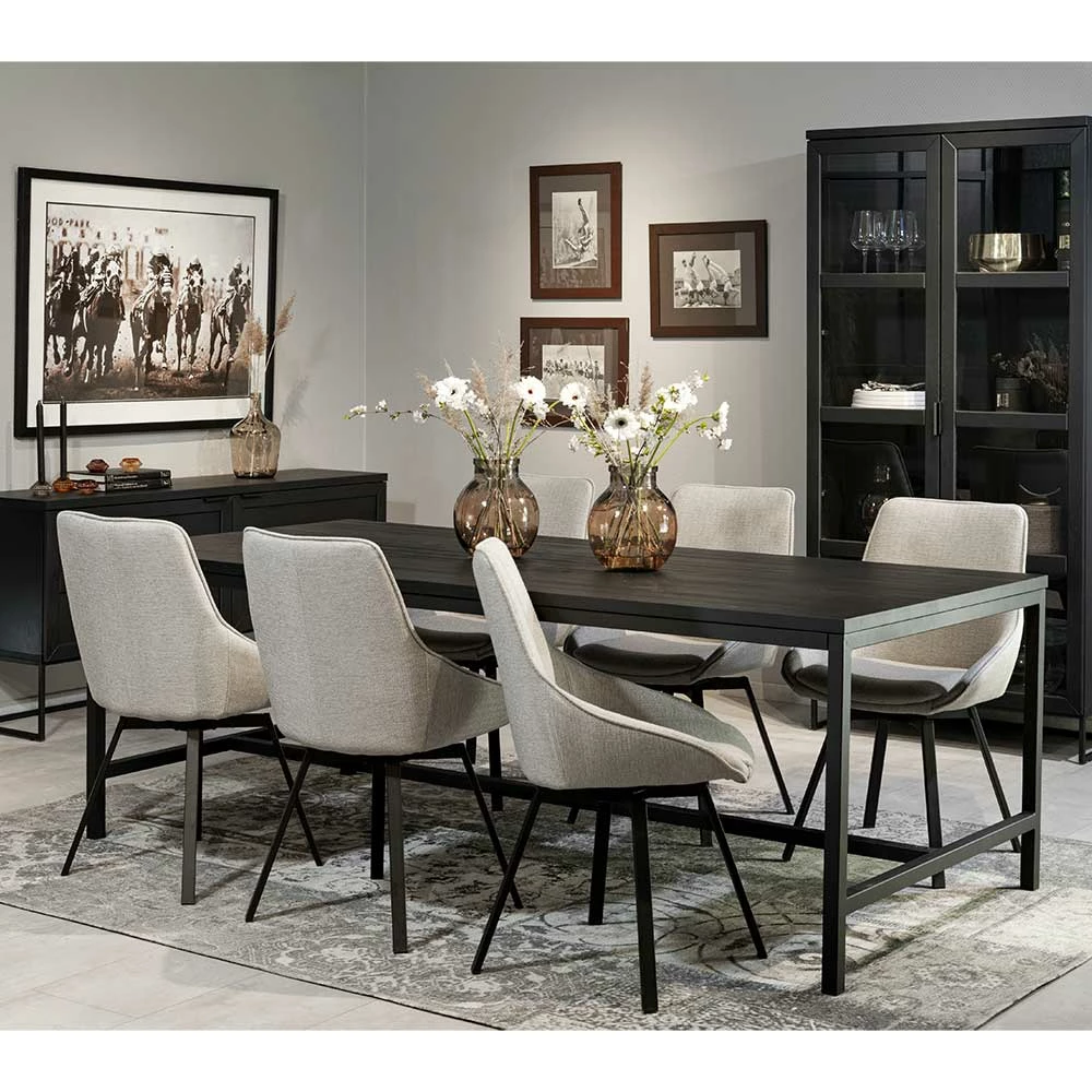 Esszimmer Gruppe In Beige & Schwarz - Meciva (siebenteilig)