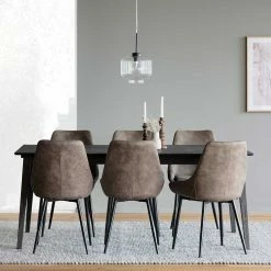 Esszimmer Sitzgruppe In Braun & Schwarz - Elizabeth (siebenteilig)