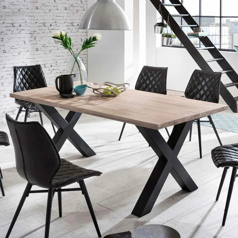 Loft Essgruppe Rumenia Mit Eichentisch X-Gestell (siebenteilig) – Bild 2