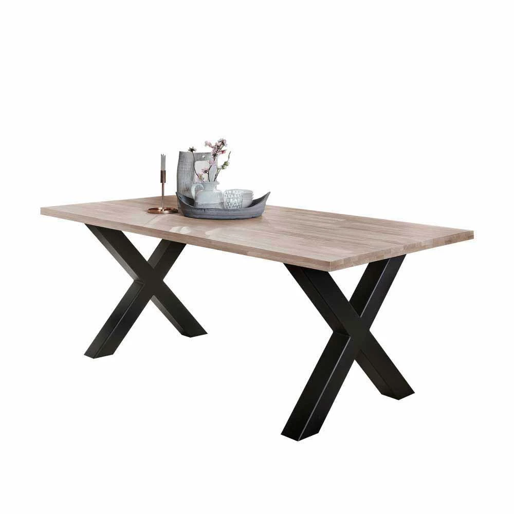 Loft Essgruppe Rumenia Mit Eichentisch X-Gestell (siebenteilig) – Bild 6