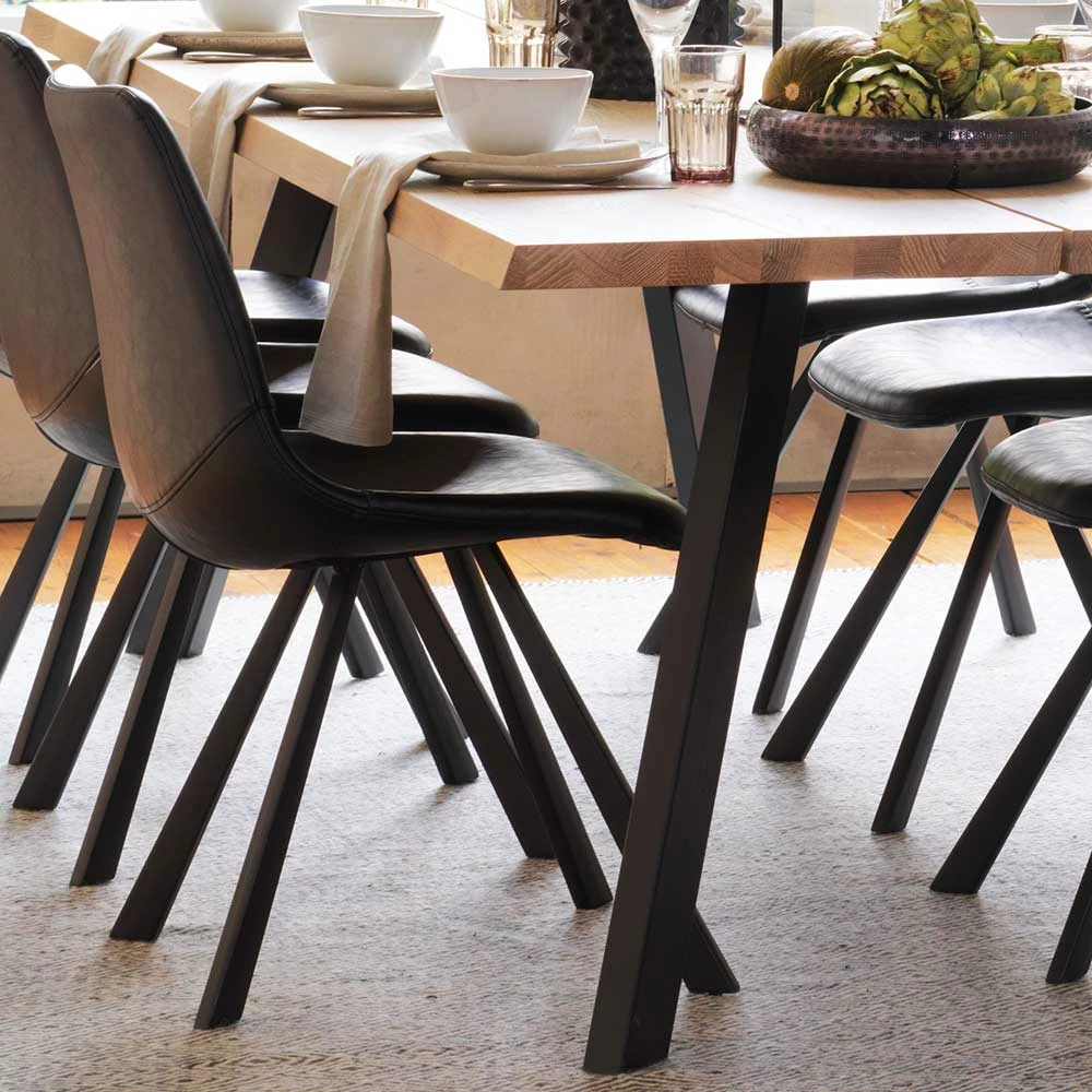 Loft Esstischgruppe Mit Eiche White Wash Tisch Pulva & 6 Schalenstühlen (siebenteilig) – Bild 2