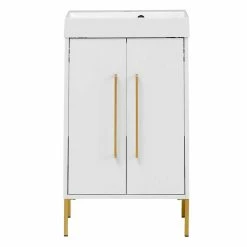 Moderner Bad Waschplatz In Weiß & Gold - Nuszaleva