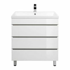 Moderner Hochglanz Waschplatz In Weiß - Sue