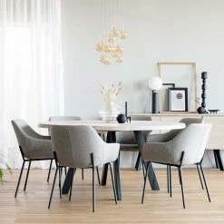 Runder White Wash Esstisch & Stühle - Pulva (siebenteilig)