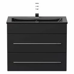 Schwarze Waschkonsole Mit Schwarzem Becken - Sunhide