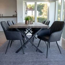 Set Loft X-Fuß Tisch & Tischsessel - Ghaz (siebenteilig)