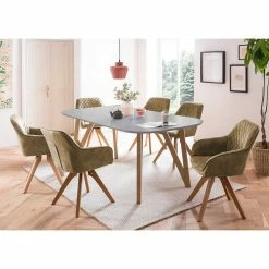 Skandi Essgruppe Mit Samtstühlen - Inizio (siebenteilig)