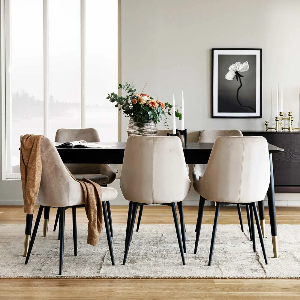 Tischgruppe In Schwarz & Beige - Orgevia (siebenteilig)