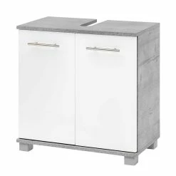 Unterschrank Für Waschbecken In Weiß & Betonoptik - Rilica