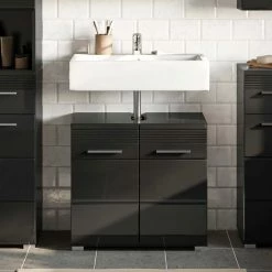 Waschbecken Unterschrank In Schwarz Hochglanz - Culina