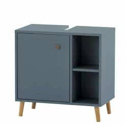 Waschbeckenschrank In Petrol Blau & Eiche - Matrera