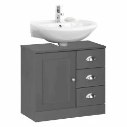 Waschbeckenschrank Mit Sockel In Grau - Zenca