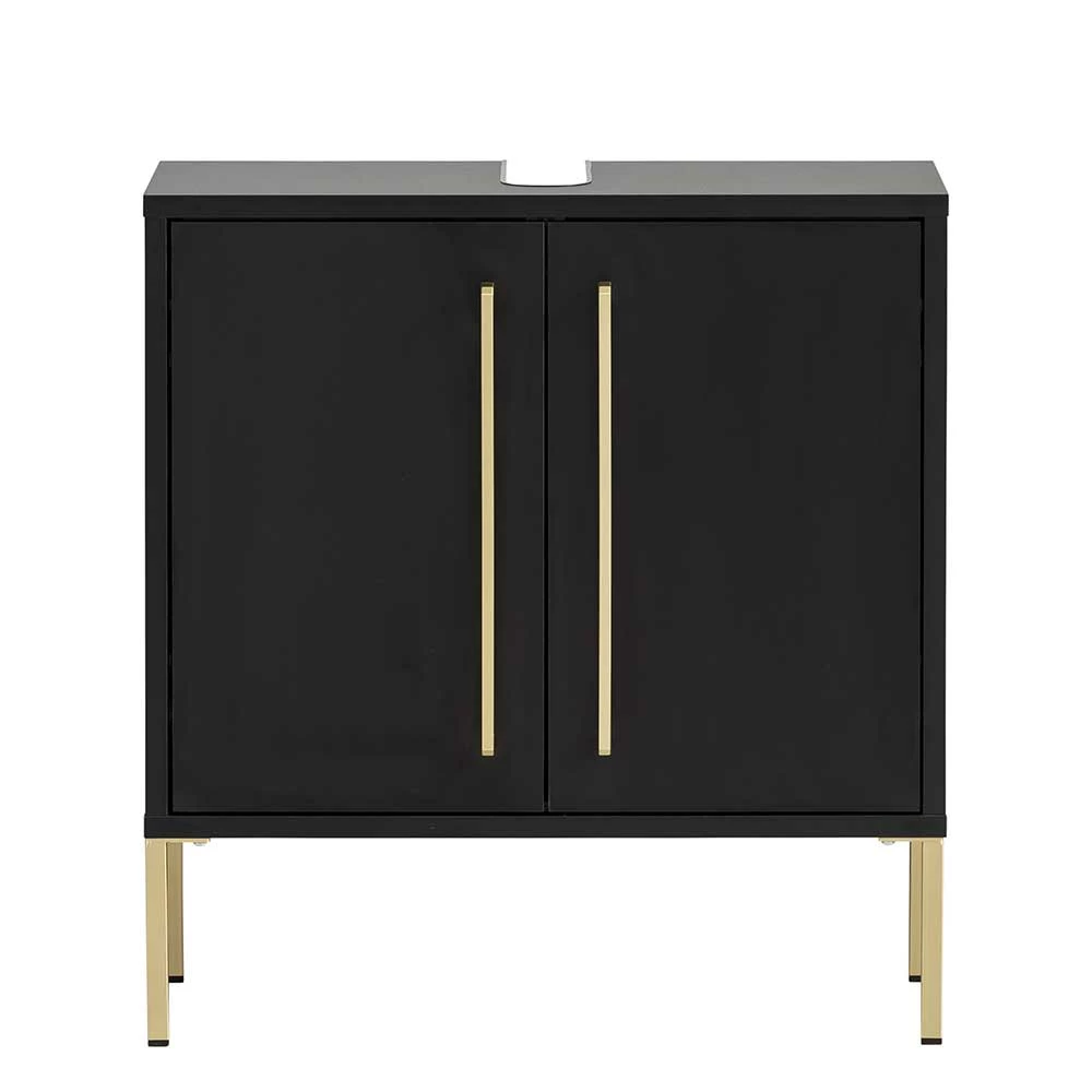 Waschbeckenunterschrank In Schwarz & Gold - Vulcanisa – Bild 3