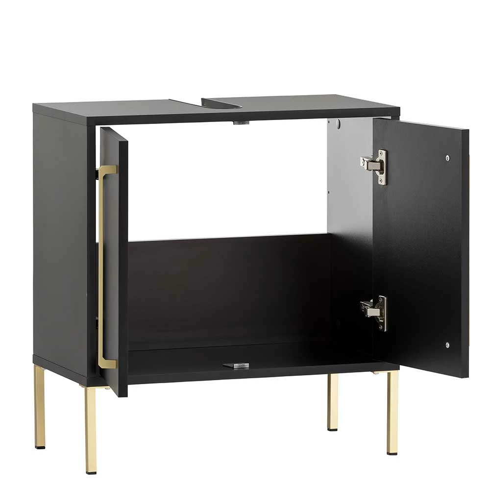 Waschbeckenunterschrank In Schwarz & Gold - Vulcanisa – Bild 4