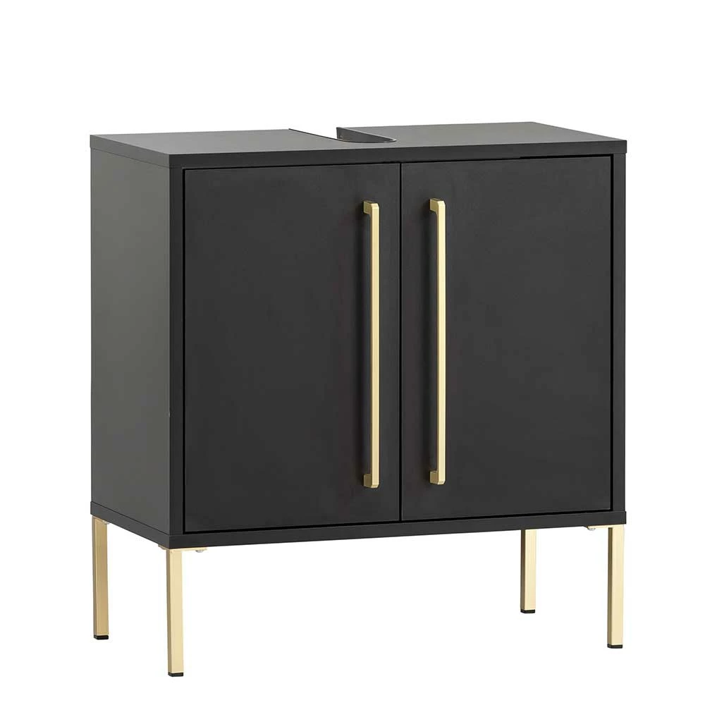 Waschbeckenunterschrank In Schwarz & Gold - Vulcanisa – Bild 2