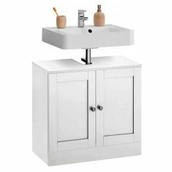 Waschbeckenunterschrank In Weiß Mit Metallgriffen - Gorgona